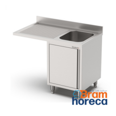 RVS spoeltafel voor vaatwasser met draaideur en rand