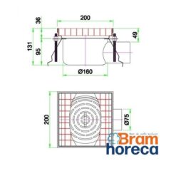 RVS vloerput met zijuitlaat